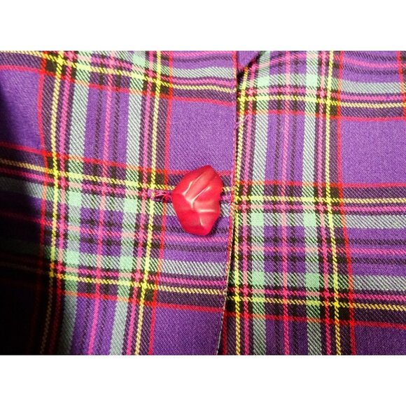 Vintage Lannie Purple Plaid Tartan Blazer and Matching Pleated Skirt Youth Sz 14 - Picture 5 of 14